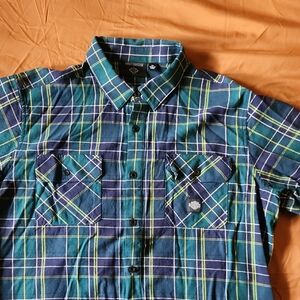 Blue and Green Plaid Men's Shirt